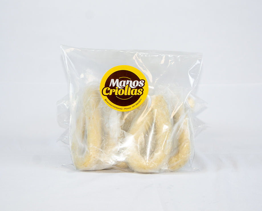Manos Criollas frozen mandocas, pack of 10, traditional sweet corn and cheese Venezuelan rings.