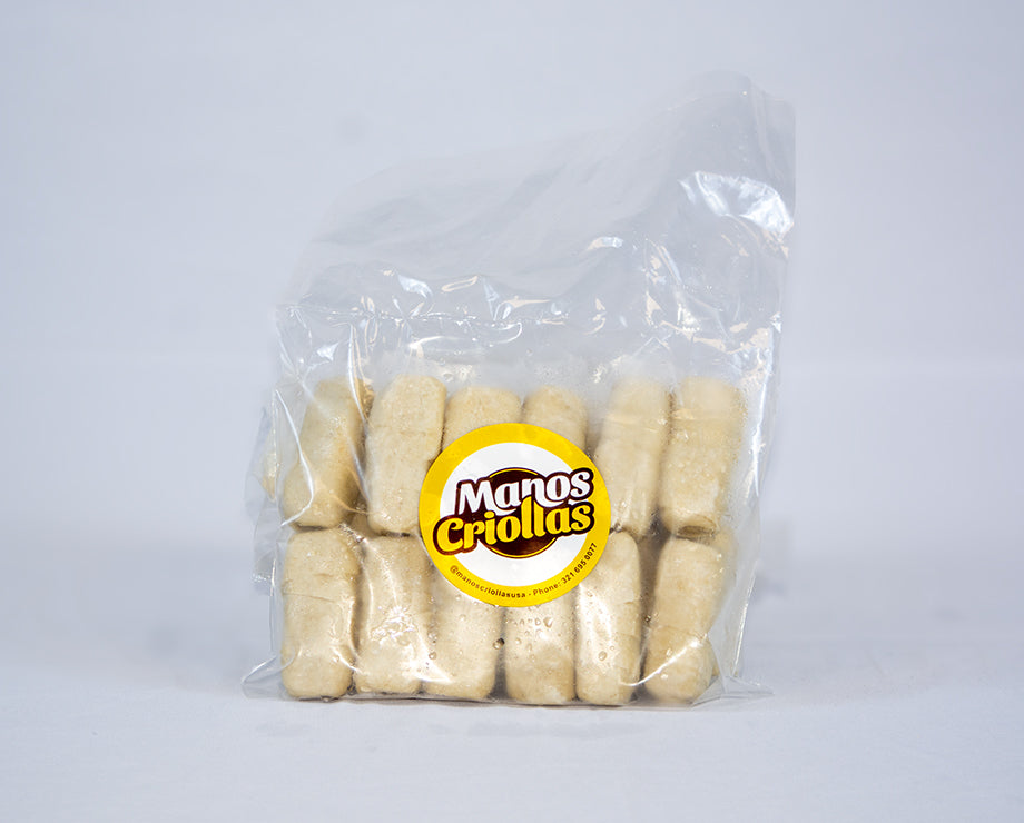 Manos Criollas frozen mini tequeños, pack of 25, classic Latin cheese sticks.